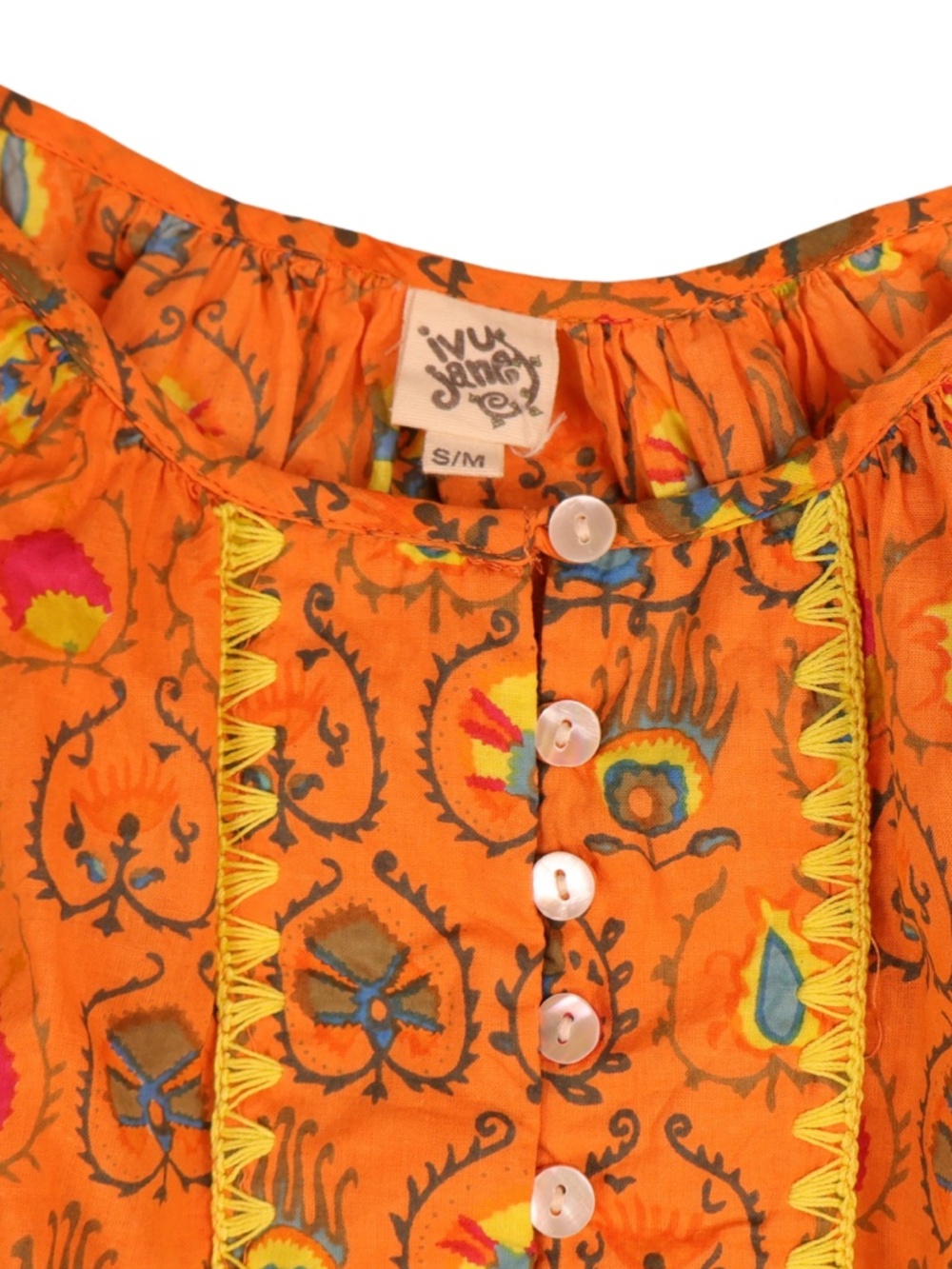 Ivy Jane Orange Boho Printed Blouse S/M - Picture 6 of 7